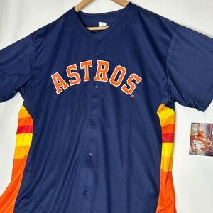 Houston Astros Jose Altuve 27 Baseball Jersey XL Navy Tequila Sunrise Button Up